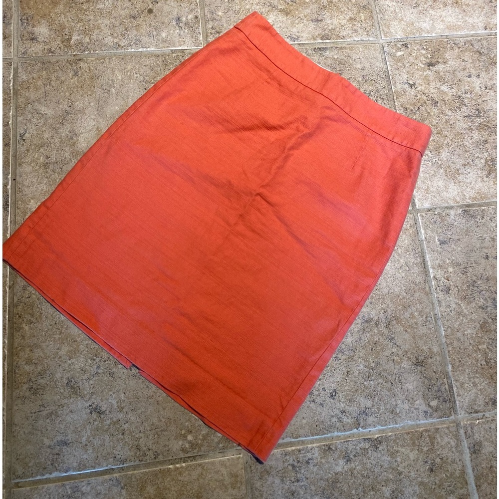 J. Crew - Lovely orange linen/cotton midi pencil midi skirt, Size: 4